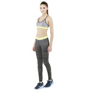 Nike Pro Core Dri-Fit Bolt Print Tights Leggings Neon Yellow Black Size Small